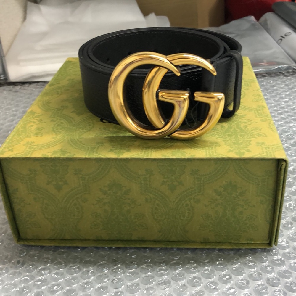 Gucci Black and Gold Luxury Belt with Signature Double-G Buckle